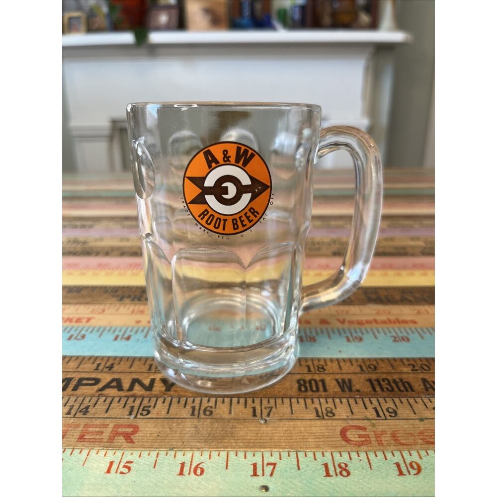 Vintage A & W Bow and Arrow Rootbeer Glass Handle Mug 4 1/4" Logo